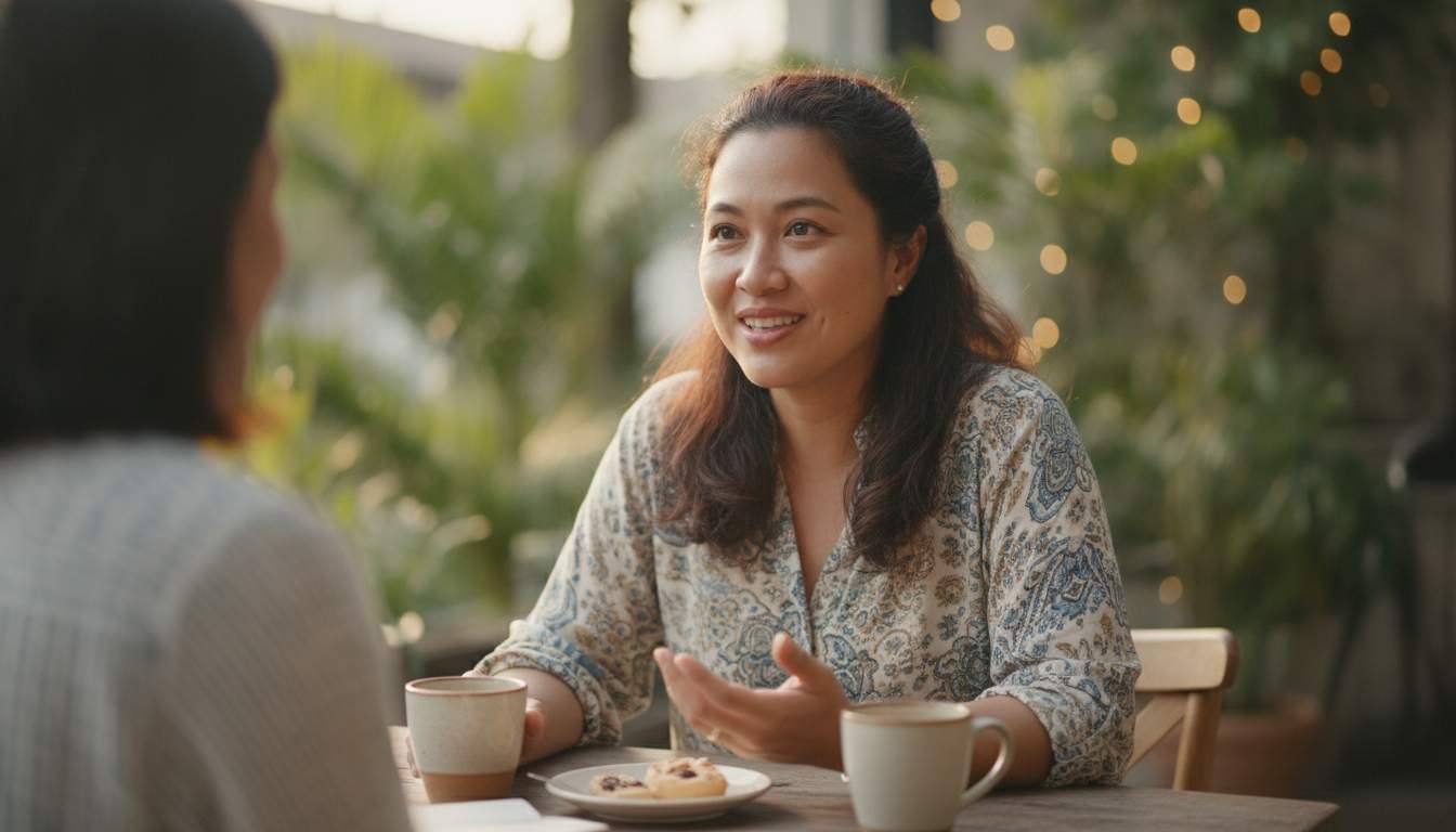 Contact Us at G488 Philippine woman reaching out for support