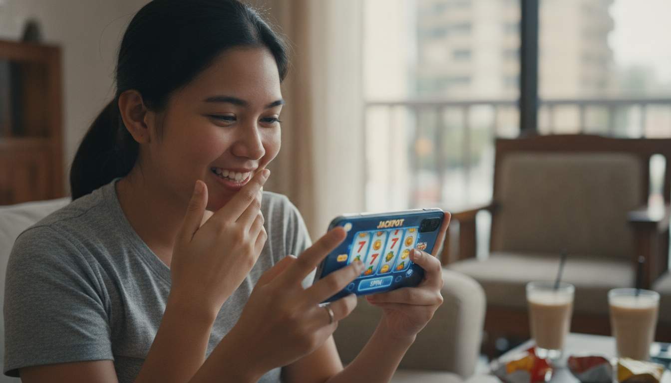 Slot Games at G488 Philippine woman playing slot machine